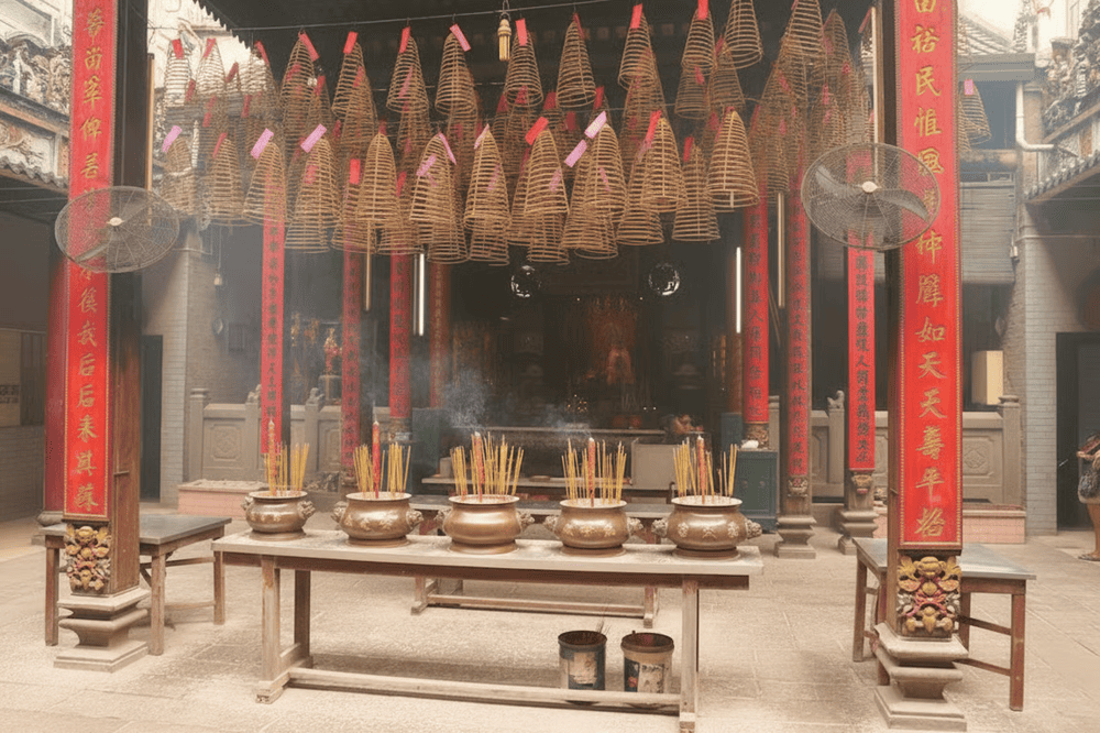 Bộ lư Phát Lan quý hiếm đặt tại sân chùa